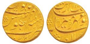Aurangzeb, Gold Mohur, 10.83g, Parenda Mint, AH 111X/50 (KM 315.41). Very Fine+, Rare.