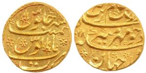 Aurangzeb, Gold Mohur, 11.05g, Surat Mint, AH X078/1x, two unusual marks, one in centre an