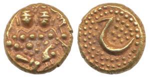 Haider Ali, Gold Pagoda, 3.44g, Shiva and Parvati seated on obv., rev. Persian letter He i