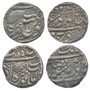 Amritsar Mint, Silver Rupee (2), VS 1861 (1804 AD), a slanted fish pointing down, rule by 