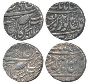 Amritsar Mint, Silver Rupee (2), VS 1865 (1808 AD), Nanakshahi couplet, rule by Ranjit Sin