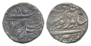 Amritsar Mint, Silver Rupee, VS 1868 (1811 AD), Nanakshahi couplet, a distinct four petal 