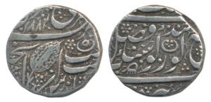 Amritsar Mint, Silver Rupee, VS 1882 (1825 AD), Nanakshahi couplet, rule by Ranjit Singh. 