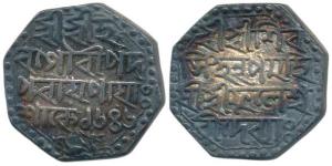 Shiva Simha, Sutanpha and Queen Phuleshvari, Silver Rupee, Saka 1646, (KM 51). Nice toning