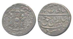 Wajid Ali Shah, Silver ½ Rupee, 5.46g, Dar us-Sultanat Lucknow Mint, AH 1267/5 (KM 363.2).