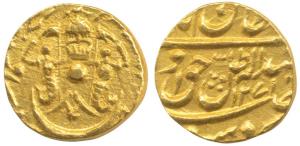 Wajid Ali Shah, Gold ½ Asharfi, 5.30g, Mulk Awadh Bait al-Sultanate Lakhnau Mint, AH 1271 