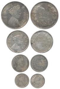 Sayaji Rao III, Silver Rupee, ½ (8 Annas), ¼ (4 Annas), and 1/8 (2 Annas), VS 1948, 1948, 