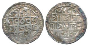 Lakshmi Narayana, Silver Rupee, 9.9g, Saka 1509, (KM 44). Very Fine.