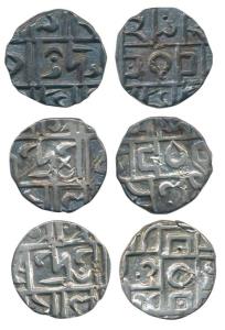 Devendra Narayan (SE 1686-1688, 1764-1766 AD), Silver ½ Rupee (3). Very Fine to Extremely 