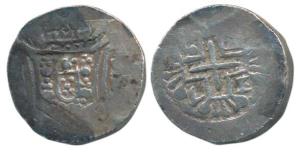 Diu, John V, Silver Rupia, 11.72g, crowned arms on obv., rev. date 1750 in angles of ornam