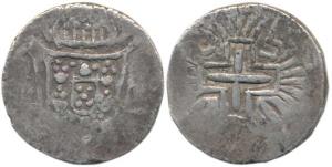 Diu, John V, Silver Rupia, 11.73g, crowned arms on obv., rev. date in angles of ornamental