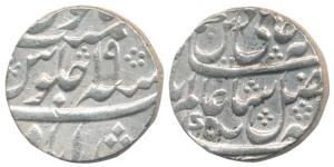 Murshidabad Mint, Silver Rupee, 11.6g, in the name of Shah Alam II, frozen RY 19, partly m