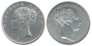 Victoria Empress, Silver Rupee, continuous legend, Error, Brockage, nice deep and complete