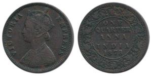 Victoria Empress, Copper ¼ Anna, 1878. Very Fine+, Scarce.