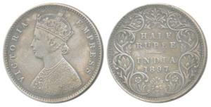 Victoria Empress, Silver ½ Rupee, 1897, Bombay Mint, A / I / B incuse. Extremely Fine, Sca