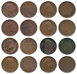 Edward VII, Copper ¼ Anna (8), complete set of all different dates, 1903, 1904, 1905, 1906