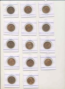 George V, Copper ¼ Anna (14), 1917, 1918, 1919, 1920, 1925, 1926, 1927, 1928, 1929, 1930, 