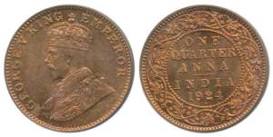 George V, Copper ¼ Anna, 1924. Uncirculated.