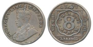George V, Cupro-Nickel 8 Annas, 1920, Bombay Mint. Very Fine+, Very Rare.