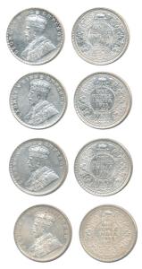 George V, Silver Rupee (4), 1912, 1913, 1914 and 1915. About Uncirculated. (4)