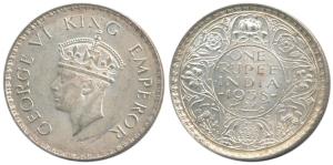 George VI, Silver Rupee, 1938, Bombay Mint, with dot. Nice toning, About Uncirculated.