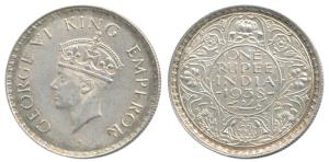George VI, Silver Rupee, 1938, Bombay Mint, without dot. About Uncirculated.