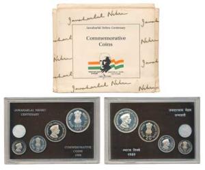 1989 Proof Set, Jawaharlal Nehru Centenary, set of 4, Rupee 1 to 100. In near immaculate c