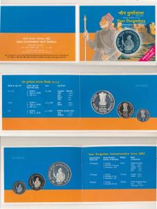 2003 Proof Set, Veer Durgadass, set of 3, Rupee 1 to 100. In immaculate condition, within 