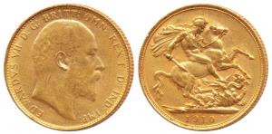 Australia, Edward VII, Gold Sovereign, 8g, 1910, rev. M mint mark for Melbourne Mint, St. 