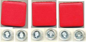 Great Britain, Silver Piedfort 1 Pound (3), each 19g, 1986, 1987 and 1988. Proof, each wit
