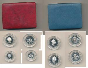 Great Britain, Queen Elizabeth II, Silver 5 Pence (2), 5.6g and 3.25g, the set contains 2 