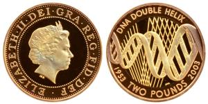 Great Britain, Elizabeth II, Gold Pound 2, 16g, DNA Celebrating the Fiftieth Anniversary o