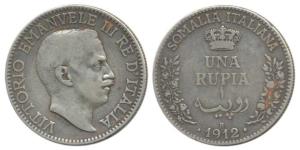 Somalia Italia, Silver Rupia (Rupee), 1912. Very Fine+, Rare.