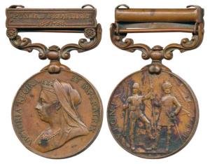 India Medal, Victoria, Bronze, Punjab Frontier 1897-98 bar, awarded to Mulasaddi Suraj Mal