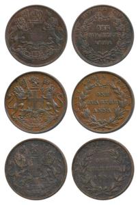 Copper ¼ Anna (3), 1835, Madras Mint, 23 Berries (12 L+11 R), slanting top to numeral 1, Y