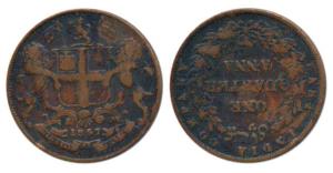 Copper ¼ Anna, 1857, Birmingham Mint, Wreath tips-double leaves, R. Heaton and Sons, (Prid