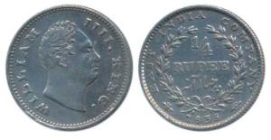 William IV, Silver ¼ Rupee, 1835, Bombay Mint, No initials, Wreath with 20 Berries (10L+10