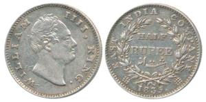 William IV, Silver ½ Rupee, 1835, Bombay Mint, No initials, 20 Berries, (Prid 69). Very Fi