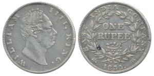 William IV, Silver Rupee, 1835, Calcutta Mint, Mule, F incuse, No dot after F, A / II, Bud