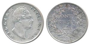 William IV, Silver Rupee, 1835, Calcutta Mint, Dug out F incuse, D / III, legends on obver
