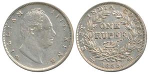 William IV, Silver Rupee, 1835, Calcutta Mint, RS incuse, C / II, Extremely thin letters a