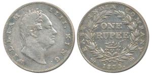 William IV, Silver Rupee, 1835, Bombay Mint, No initials, B(a) / II, Bud leaves, 20 Berrie