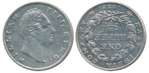 William IV, Silver Rupee, 1835, Bombay Mint, No initials, B II, Bud leaves, 20 Berries, In