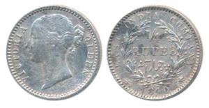 Victoria Queen, Silver ¼ Rupee, 1840, divided Legend, Madras Mint, WWB raised, 10 Berries 