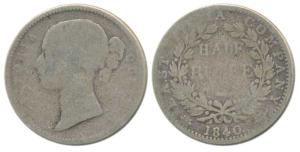 Victoria Queen, Silver ½ Rupee, 1840, divided legend, Calcutta Mint, Mule, WW incuse, rev.