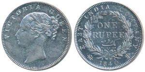 Victoria Queen, Silver Rupee, 1840, continuous legend, Calcutta Mint, English Head, Rev. I