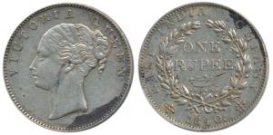 Victoria Queen, Silver Rupee, 1840, continuous legend, Madras Mint, English Head, S incuse