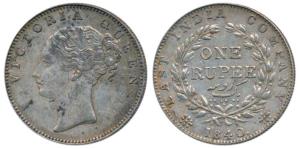 Victoria Queen, Silver Rupee, 1840, continuous legend, Madras Mint, English Head, No S inc