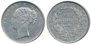 Victoria Queen, Silver Rupee, 1840, continuous legend, Madras Mint, English Head with Comp