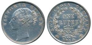 Victoria Queen, Silver Rupee, 1840, continuous legend, Bombay Mint, English Head with Modi